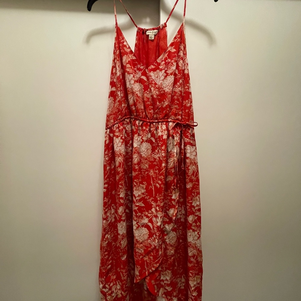 NWOT Lucky Brand red with flowers hi low dress